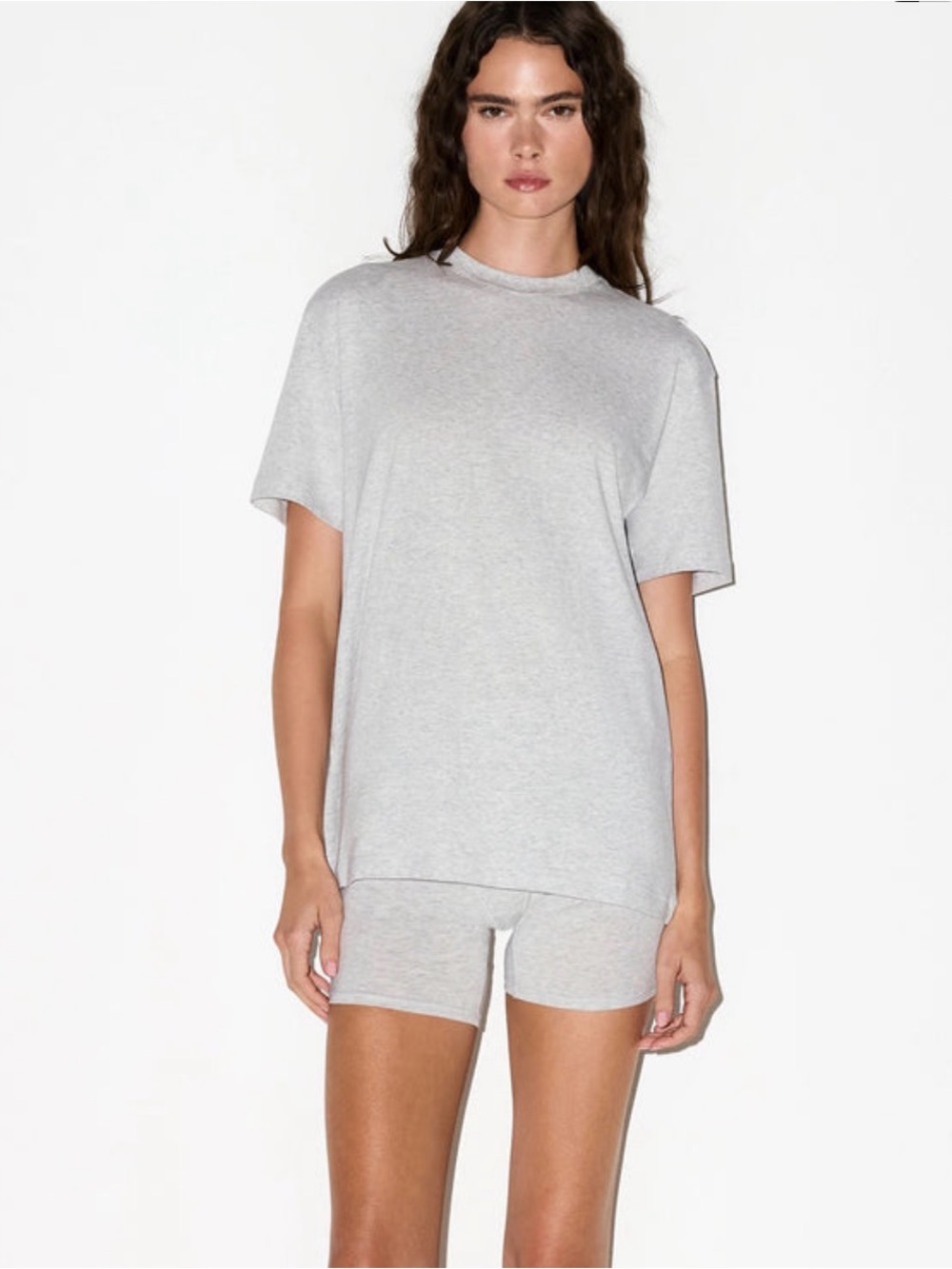 SKIMS boyfriend T-shirt (large) in Light Heather Gray